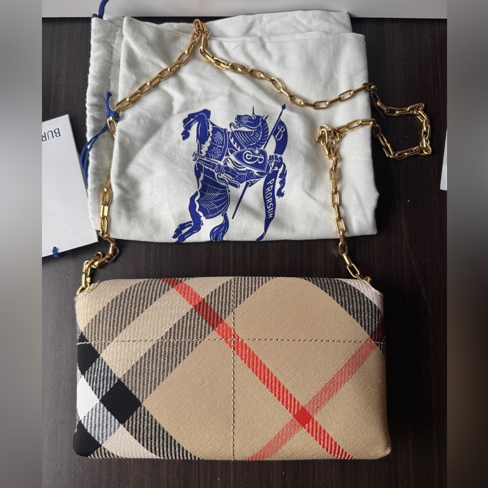 【Burberry】Snip Mini Chain Bag Nova Check in Sand Free Shipping - Picture 5 of 15